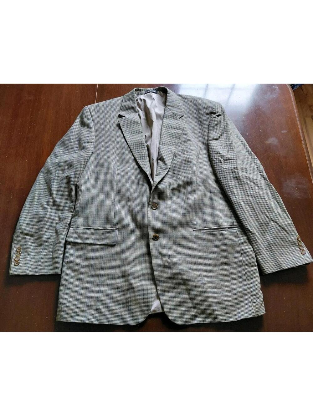 Lauren Ralph Lauren 48L Brown Houndstooth 100% Wool Blazer Sport Coat